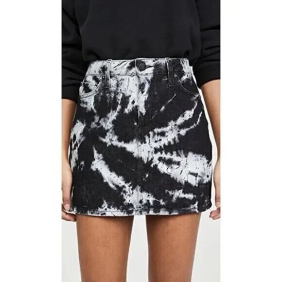 Alice + Olivia Good High-Rise Tie-Dye Denim Mini Skirt in Twilight Zone Size 25 - Picture 1 of 9